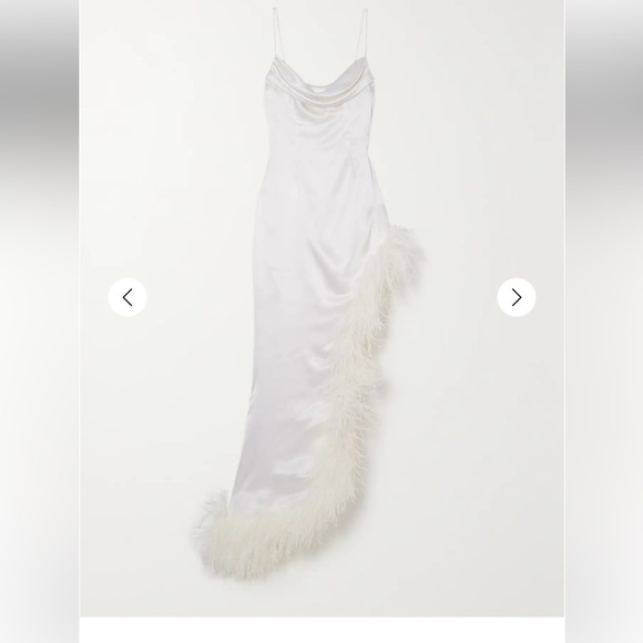 ALESSANDRA RICH Asymmetric feather-trimmed silk-satin gown 36 - Picture 4 of 14